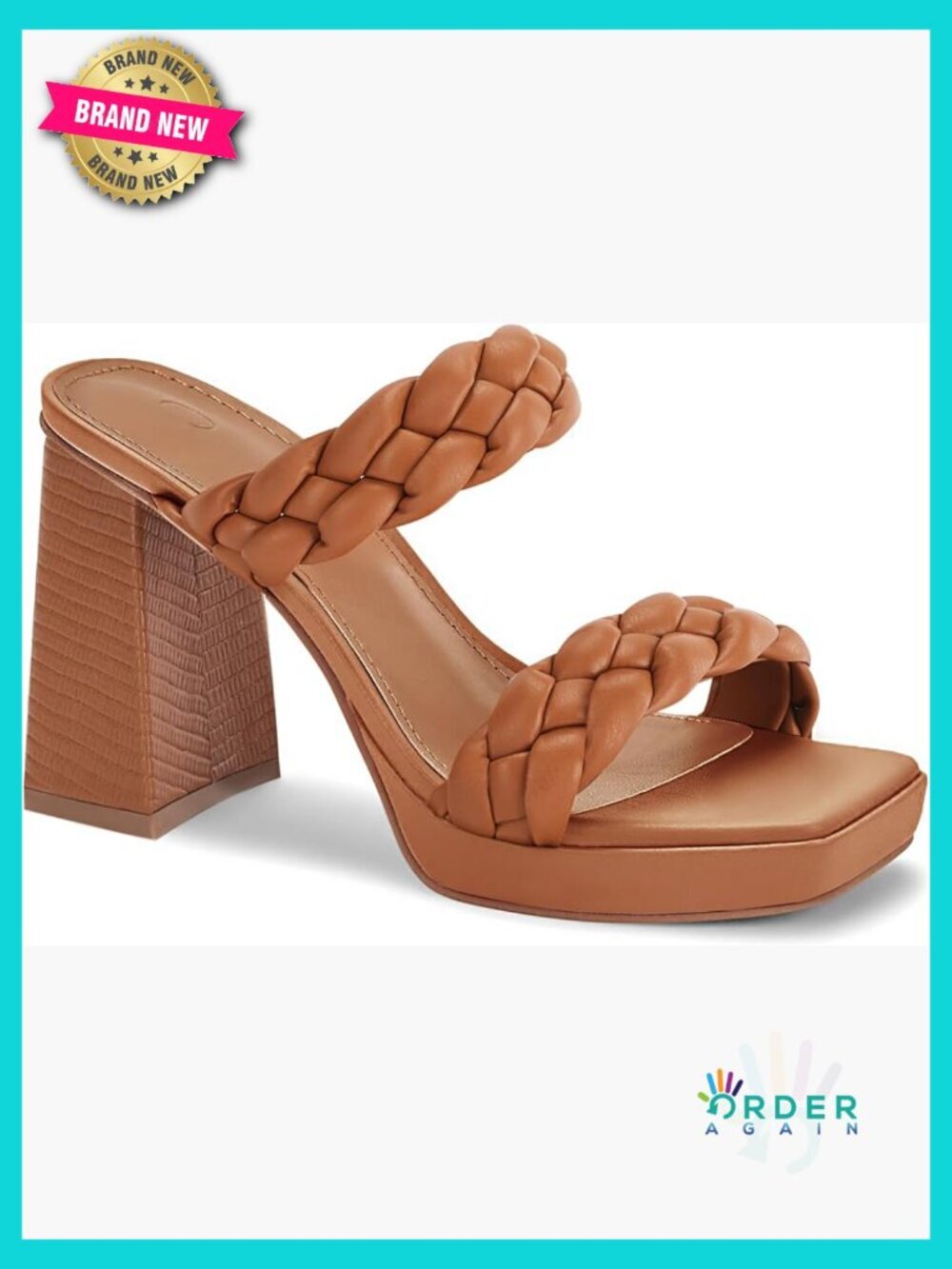 Chunky Heel Platform Sandals Woven Braided Strap Slip On Mules Party Dress Shoes